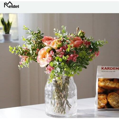 1 Bouquet Artificial Flowers Lotus Babysbreath Silk Flores Fake Plant for DIY Home Garden Party Wedding Table Decor Flore Bundle