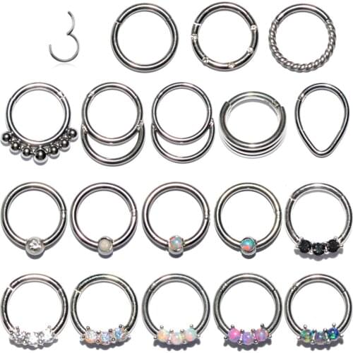 1Piece 16g Stainless Steel Septum Clicker Hoop Ring Nose Labret Ear Tragus Cartilage Daith Helix Earring Stud Body Piering