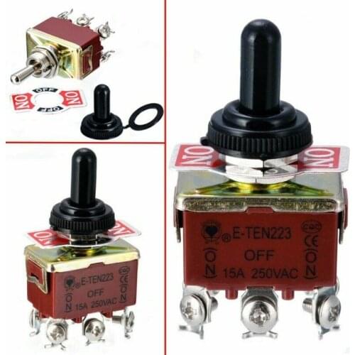 1Pcs E-TEN 223 Momentary DPDT (ON)-OFF-(ON) 3 Position 6Pin Toggle Switch AC 250V 15A E-TEN223