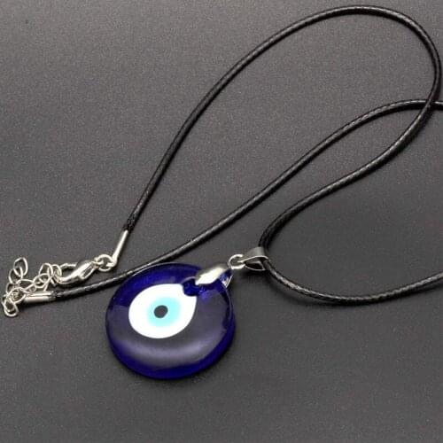 1PC Explosive Accessories Blue Eye Pendant Wax Rope Turkey Blue Eye Ladies Men Simple Lucky Necklace Jewelry Accessories