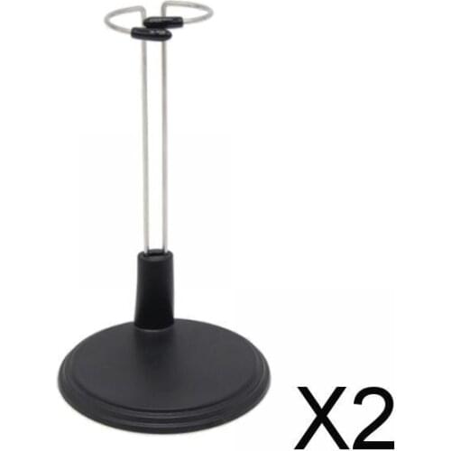 2xAdjustable Doll Stand Display Holder for Dolls Action Figure 15cm Black