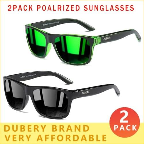 2 PACK Square Polarized Sunglasses Men Brand DUBERY Design Sport Style Fashion Sun Glasses High Quality Outdoor Travel Goggles
