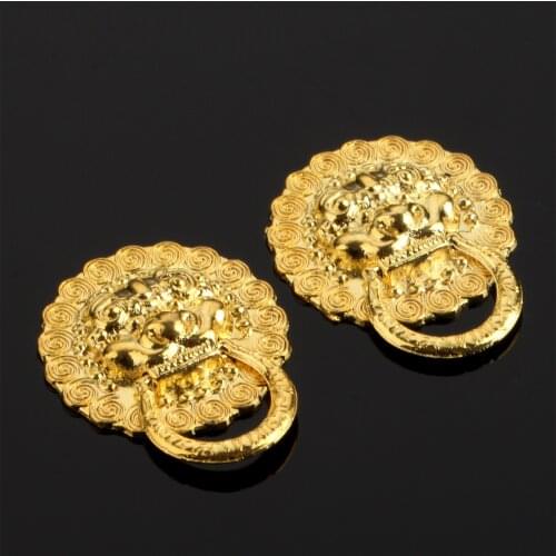 2pcs Gold Pull Knobs 29*24mm Handle Lion Head Furniture Door Cabinet Dresser Drawer Pull Handle