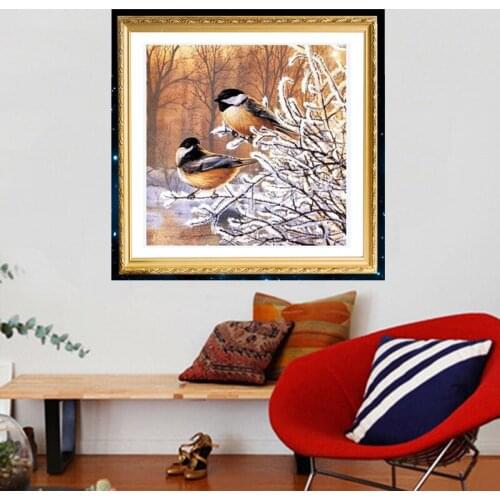 2018 Direct Selling New Birds Diy Diamond Painting Kits 30x30 Snow Winter Scenery For Square Drill Rhinestone Pasted Handcrafts