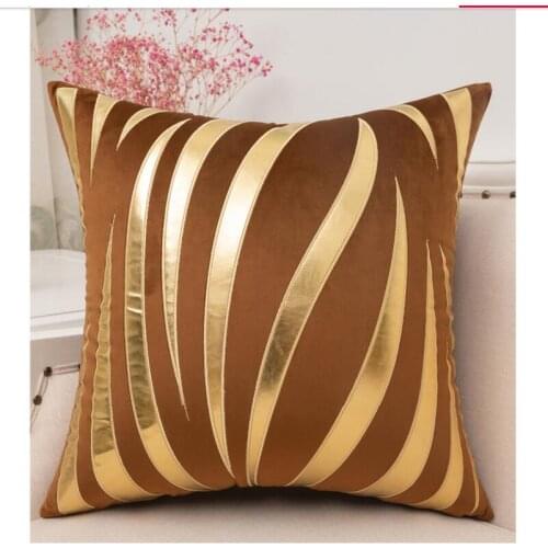Velvet High grade Pillow Cover Home Decorate Pillow Case Office Sofa Cushion Cover gold geometry