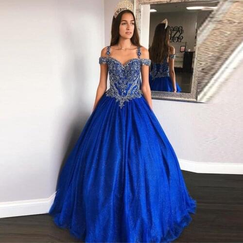 Pink Spaghetti Strap Quinceanera Prom Dresses Crystal Sequined Tulle Ball Gown Sweet 16 Vestidos De Dress