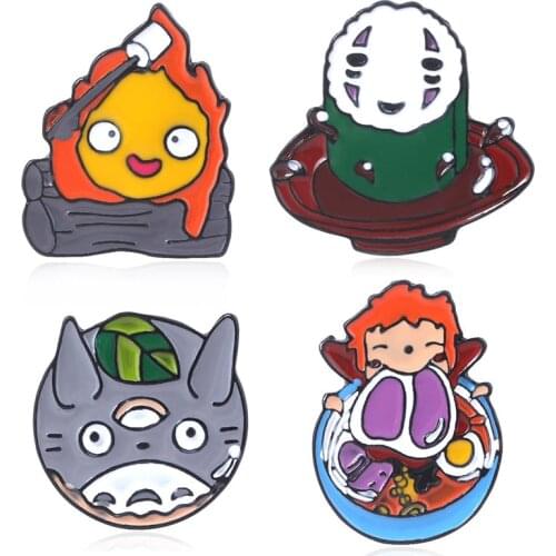 5pcs Cartoon Anime Kawaii Ponyo Totoro Pins Brooches Miyazaki Hayao Badge Brooch Women Men Jewelry Gift Figure