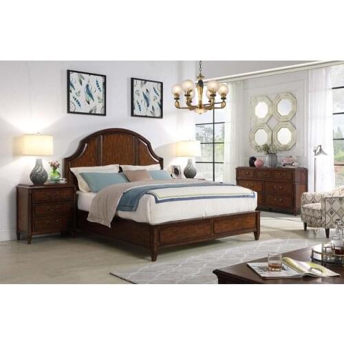 Antique wooden bedroom furniture king queen size bed wardrobe and chest of drawers