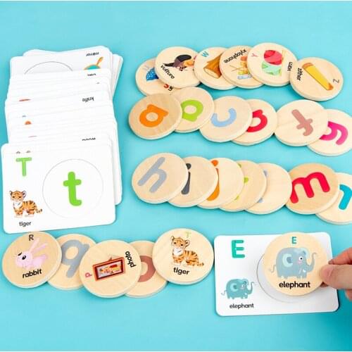 Kids Montessori Spell Word Game Wooden Toy Early Learning Jigsaw Letter Alphabet 3D Puzzle Baby Educational Toys for Children