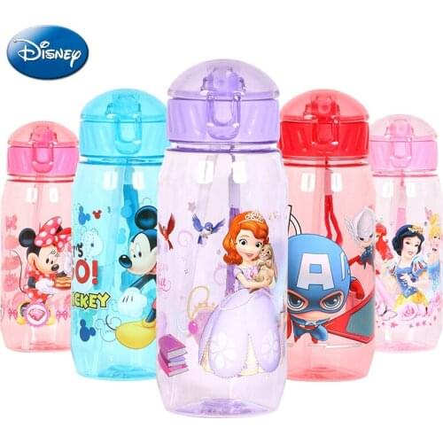 Disney 450 ML Baby Minnie Mickey Feeding Cup With Straw Cartoon Snow White Sports Water Bottle