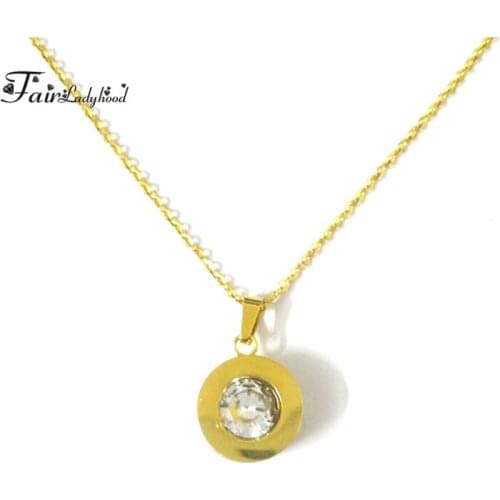 Fairladyhood New Fashion Women & Men Necklace Stainless Steel Zircon Necklace Jewelry Top Quality Women Wedding Jewelry