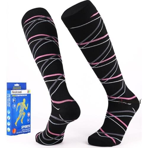 Findcool Compression Running Socks Women Fashion Sport Long Socks for Bike Running Yoga Hiking Climbing