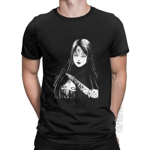 Junji Ito Men T Shirt Tomie Japanese Kago Manga Horror Tomie Harajuku Crazy Male Tees 100% Cotton T-Shirts Plus Size Tops O Neck