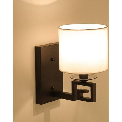 HJYVIOTIN Fabric Wall Lamp Chinese Style Living Room Bedroom LED Wall Light for Aisle Hall Wall Sconce Lighting Fixture