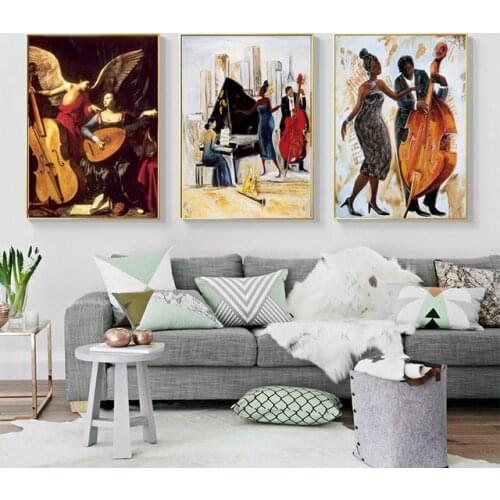 Retro Music Canvas Painting Modern Restaurant Hallway Prints Art Posters Coffee Bar Wall Pictures for Living Room Decoration