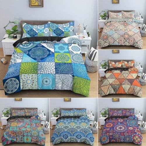 3D Mandala Duvet Cover Set Ethnic India Bedclothes Bedroom Decor Bedding Set Luxury King Queen Full Double Size 2/3Pcs