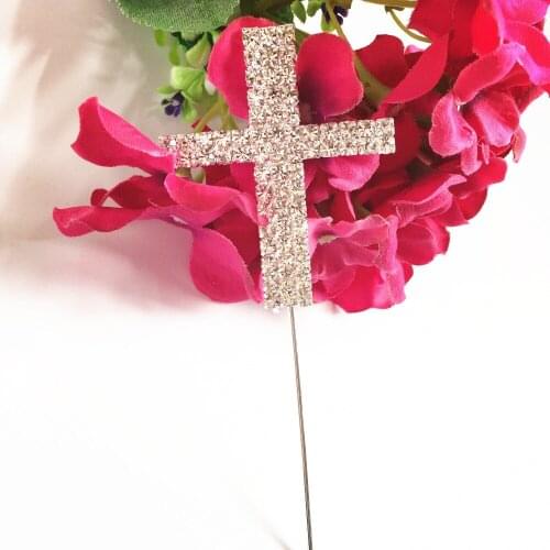 CROSS Communion Baptism CAKE PICK TOPPER DECORATION diamond rhinestone