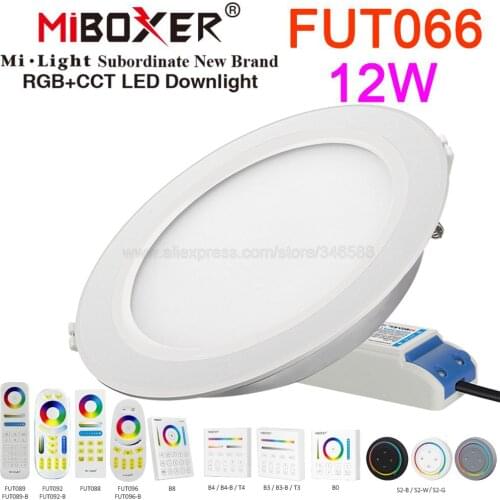 4x Mi.Light 12W RGB + CCT Downlight with Driver AC85-260V FUT066 +1x WiFi iBox1 Lamp +1x 2.4G Wireless RF 4-Zone Touch Remote
