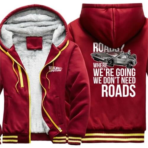 We Don't Need Roads Keep Warm Men Raglan Thicken Jackets Fashion Long Sleeve Hooded Casual Leisure Tops Zipper moletom masculino