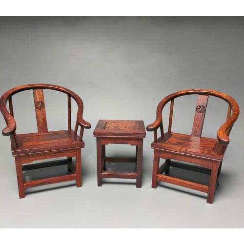 A Set) Exquisite Interesting Chinese Classical Handmade Home Decoration Mahogany Wood Table and Chairs Miniature Furniture