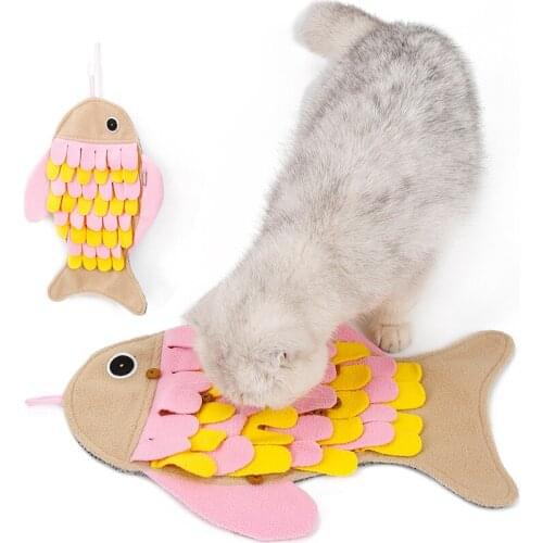 Fish Shaped Sniff Blanket Cat Training Toy Iq Cat Play Sniff Pad Cat Food Bowl Toy Pet Mat Dog Smell Training