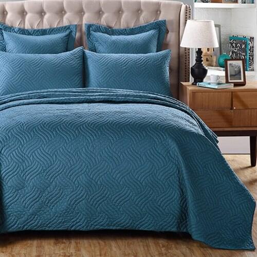 11 Solid Colors European Brief Cotton Quilt Set Quilted Duver Cover Bed Cover Blanket Pillowcase Thin Comforter Summer Blanket