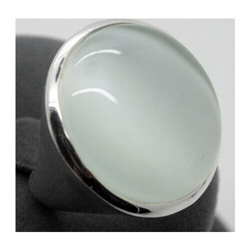 Huge Smooth 24mm White Cat Eye Stone Silver RING SIZE #6/7/8/9