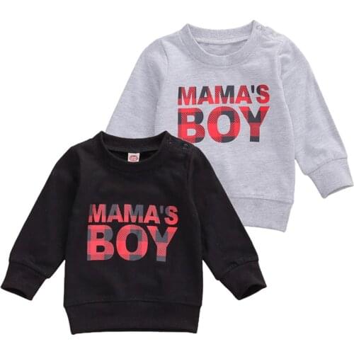 0-3Years Toddler Baby Boy Girl Coat Long Sleeve Sweatshirts Letter Mamas Boy Printed Fashion Top