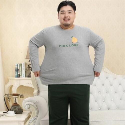 Free shipping 2019 mens autumn and winter 100% cotton 5XL XL pajamas set round neck pullover pajamas home service suit