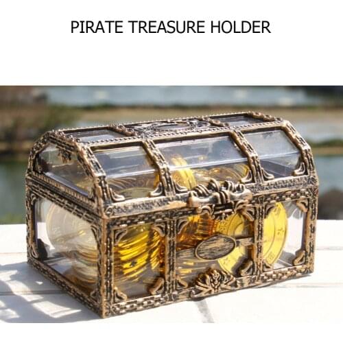 Plastic Clear Pirate Treasure Box Crystal Gem Jewelry Box Transparent Jewelry Storage Organizer Chest Box Trinket Keepsake Box