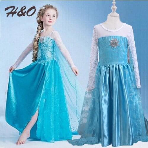 Girls Dress Christmas Elsa Cosplay Costume Role-playing Princess Halloween Long Dress For Birthday Party Children Kid Clothing