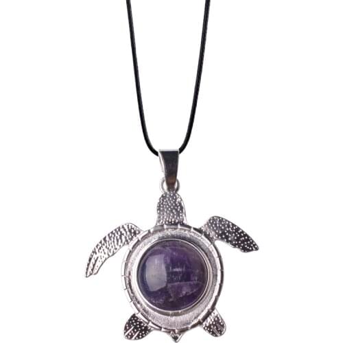 2018 Hot Natural Stone Stainless Steel Turtle Chakra Pendant Druzy Men And Women Trendy Jewelry Lol