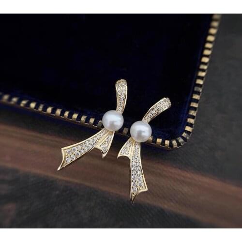 DIY Gold Plated Earrings Mountings Findings Settings Jewelry Parts Fittings Accessories for Pearls Coral Agate Jade Beads