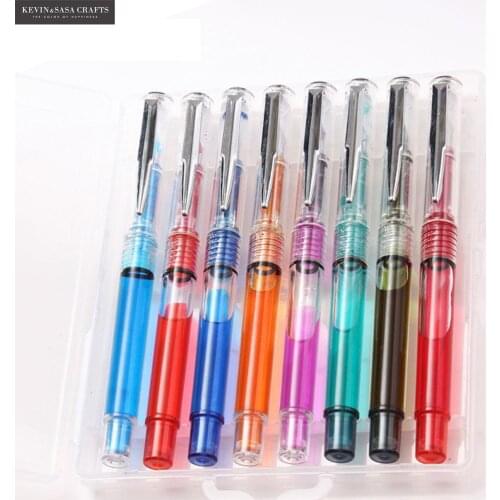 Clear Fountain Pen 8 Color Ink Gift Package School Supplies 0.38mm Office Supplies Office Accessories Pen Ink Pen High Quality