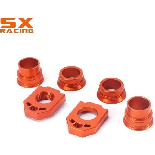 Orange Front Rear Wheel Hub Spracers & Rear Chain Axle Block For KTM SXF SX-F SX XC-F SXF 125-450 2013 2014 SXF350 SXF450 SX250