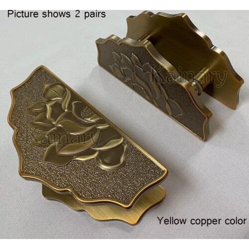Carved lotus lotus flower glass door handle, wardrobe door ancient bronze door handle, hotel gate door handle
