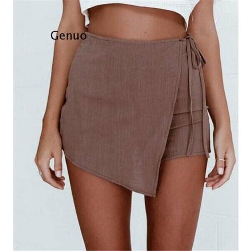 Summer New Women Slim High Waist Short Zipper Back Irregular Sexy Shorts Fashion Loose Casual Solid Shorts Womens Clothing