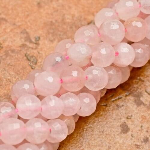 Discount Fashion High-quality 6mm Pink Crystal Stone Faceted Round Beads Strand Diy Accessories 15" 2pcs Wholesale and Retail