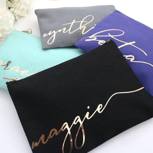 Personalized Monogram Makeup Cosmetic Bag - Cursive Script CUSTOM NAME Cosmetic Bag - Best Friend Gift