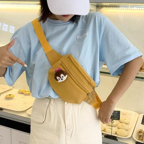 Korean Fashion Chest Bag Women Lovely Pin Crossbody Bags Girls Summer New Purses Phone Bag Waist Bag Fanny Pack Canvas Bag Bolso