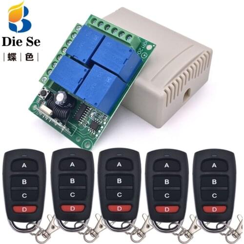 433MHz Universal Wireless Remote DC 12V 4CH rf Relay and Transmitter Remote Garage/LED/Light/Fan/Home appliance Control switch