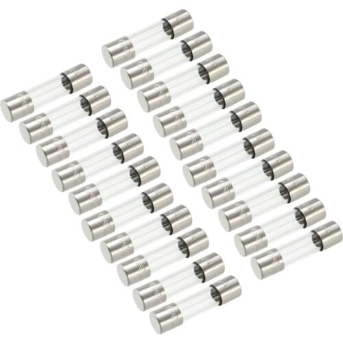 Uxcell Slow Blow Glass Cartridge Fuse Tube 5mm x 20mm UL Listed 2A 20Pcs