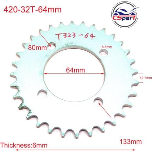 32 Tooth 420 64mm Rear Sprocket Pit Dirt Bike Parts ATV Go Kart 50CC 70CC 90CC 110CC 125CC 150CC