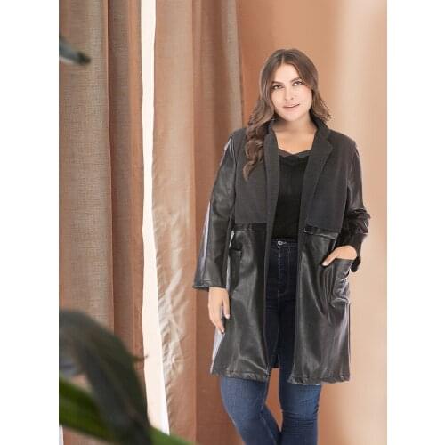 Leather Jacket Plus Size Womens Clothing Long Stand Collar Slim PU Leather Women Jacket 2021 Spring New Faux Leather Jacket
