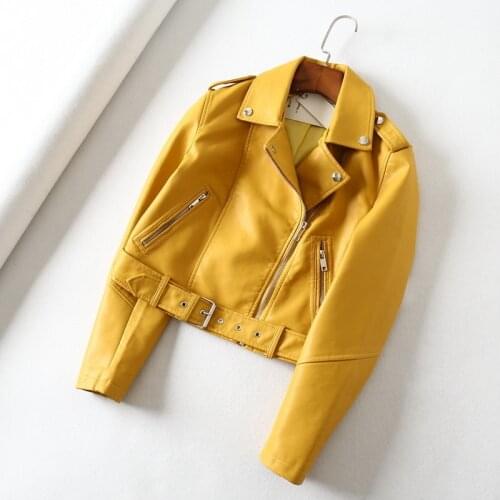 6 Colors Women Slim Short Biker Faux Leather Jacket Korean Chic Epaulet Spring Autumn 2021 Casual Female Streetwear Veste Femme