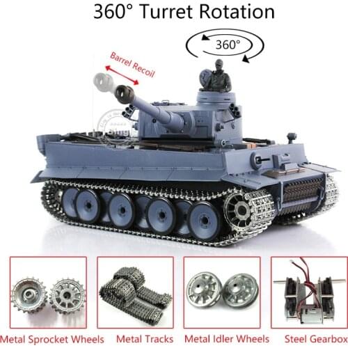 1/16 Heng Long 7.0 Tiger I RC Tank 3818 W/ 360 Turret Barrel Recoil TH17242-SMT4
