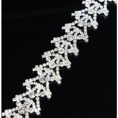 10Yards Crystal Rhinestone Cup Chain Luxury Golden Silver Ribbon Dress Decoration Trim Applique Sew on Garment Bags