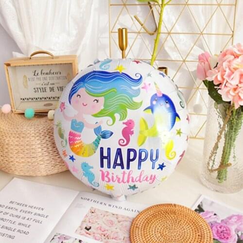 18-inch Mermaid birthday balloon round Happy holiday party decorations childrens toys wholesale high quality balloon