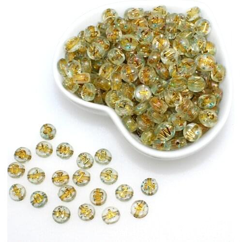 200PCS Round Mix Starry Sky and Transparent Acrylic Letter Beads for Jewelry Making Kid Diy Material Loose Spacer 4*7mm