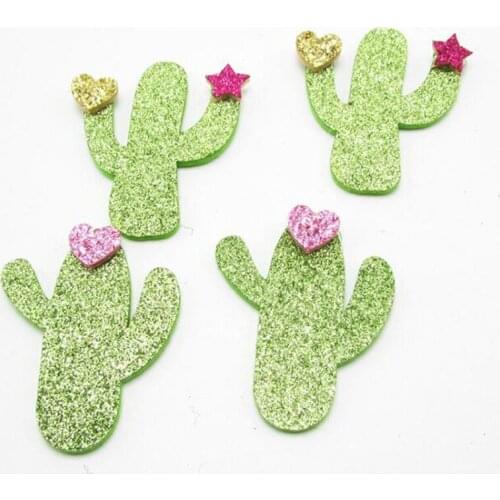 30pcs/lot 4.8*1.5cm cactus Padded Appliques For Girls hair accessories,DIY Kid patches for Clothing DIY Hair decoration